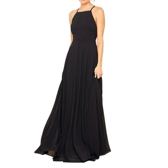 Lulus Black Maxi Long Formal Dress Mythical Kind of Love Adjustable Size Medium - Picture 1 of 9